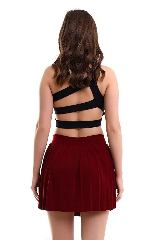 Kadın İçi Taytlı Tenis Eteği XL - KIRMIZI