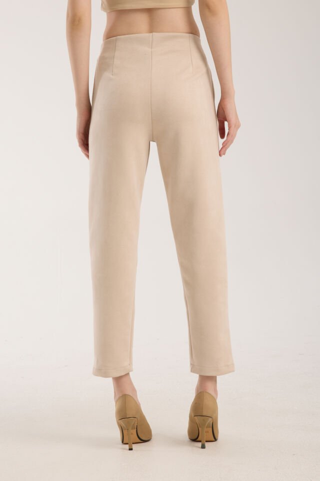 Kadın Pensli Süet Cepli Pantolon WM M - BEJ