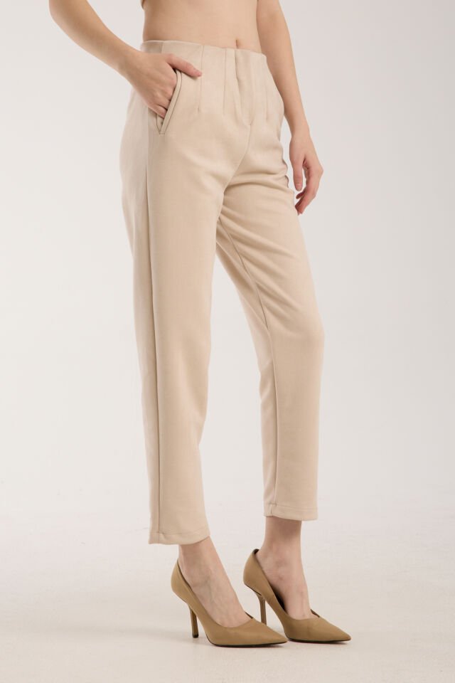 Kadın Pensli Süet Cepli Pantolon WM M - BEJ