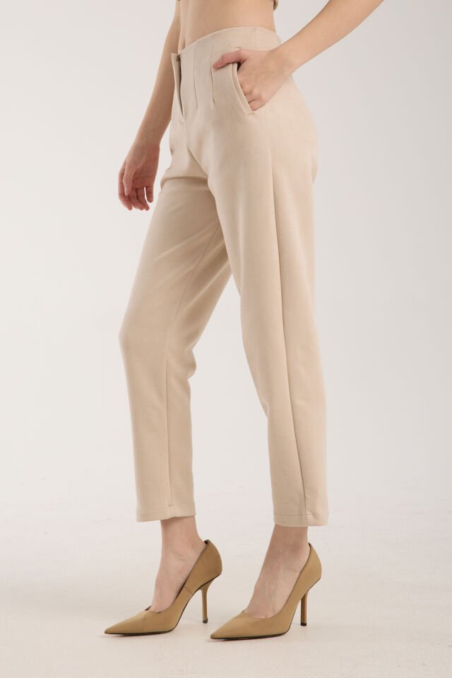 Kadın Pensli Süet Cepli Pantolon WM M - BEJ