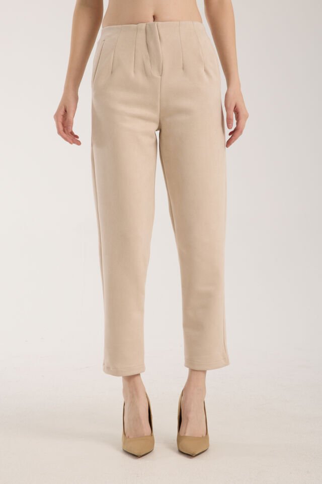 Kadın Pensli Süet Cepli Pantolon WM M - BEJ