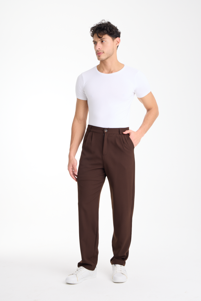 Dökümlü Esnek Baggy Erkek Pantolon 2XL - KAHVERENGİ