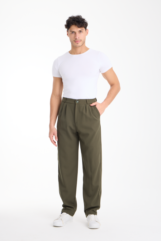 Dökümlü Esnek Baggy Erkek Pantolon 2XL - HAKİ