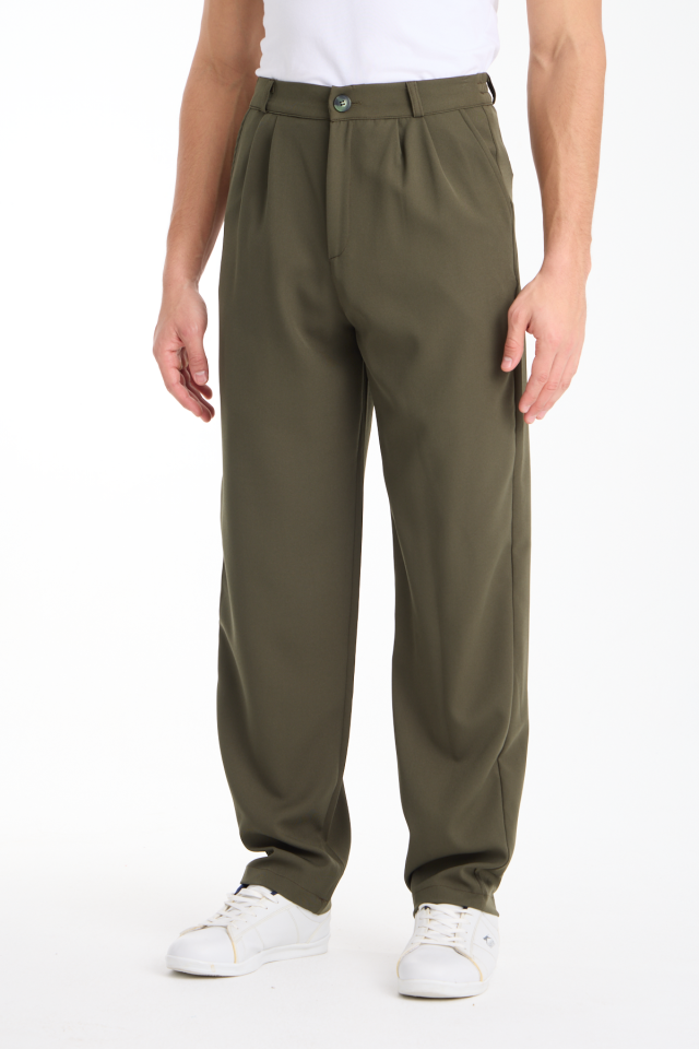 Dökümlü Esnek Baggy Erkek Pantolon 2XL - HAKİ