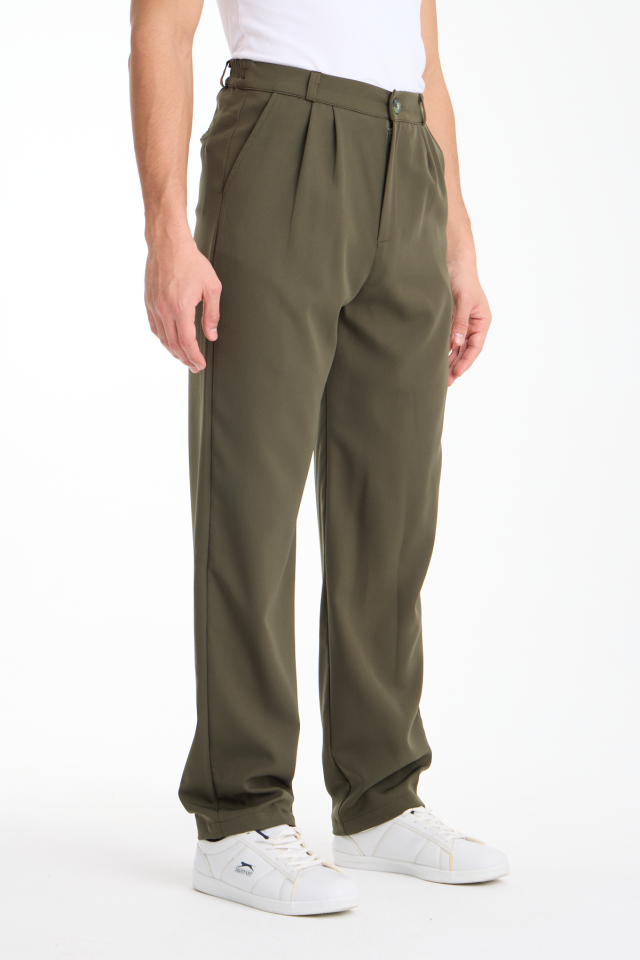 Dökümlü Esnek Baggy Erkek Pantolon 2XL - HAKİ