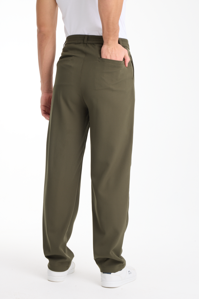 Dökümlü Esnek Baggy Erkek Pantolon 2XL - HAKİ