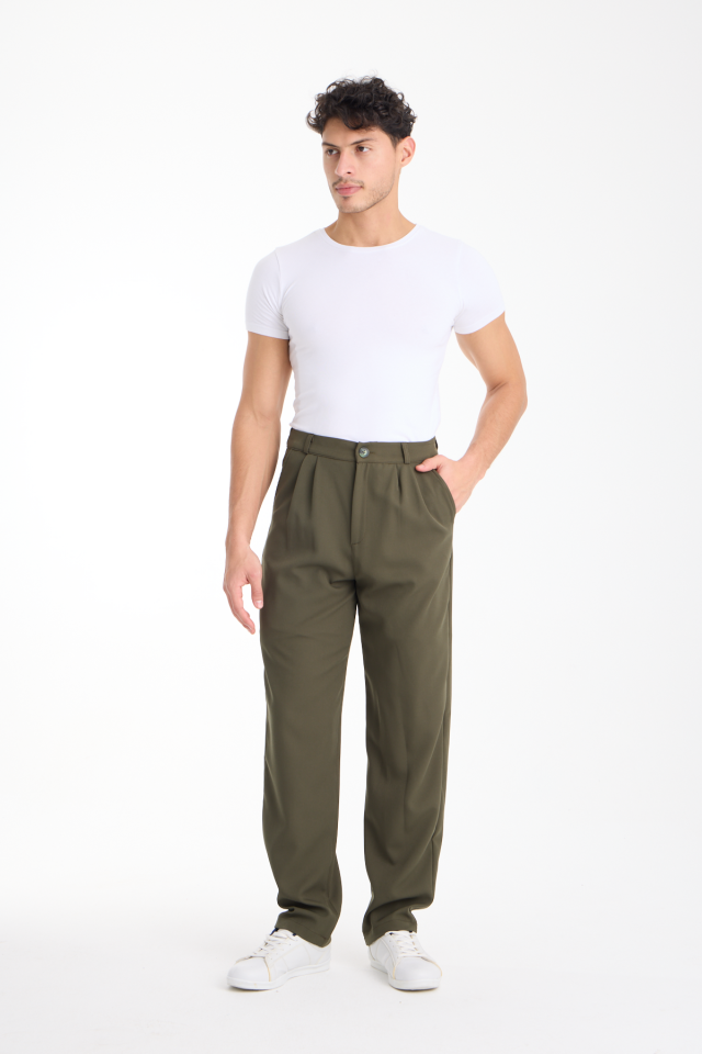 Dökümlü Esnek Baggy Erkek Pantolon 2XL - HAKİ