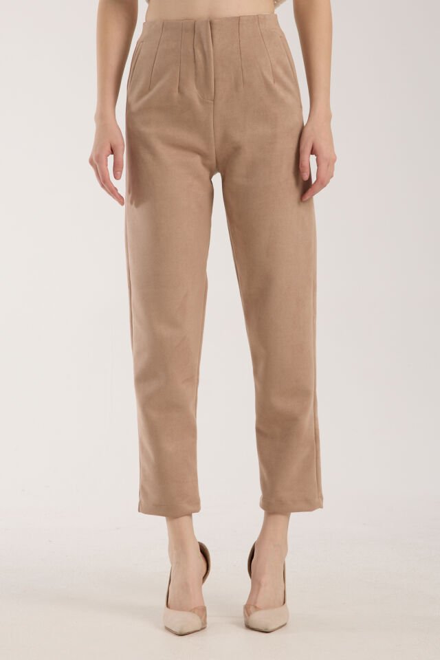 Kadın Pensli Süet Cepli Pantolon WM M - EKRU