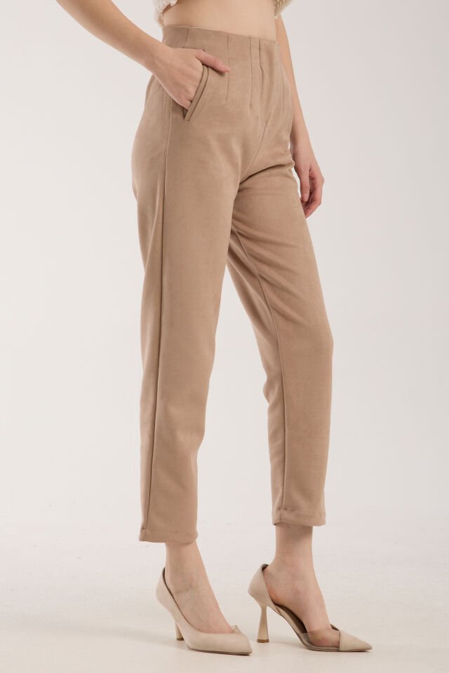 Kadın Pensli Süet Cepli Pantolon WM M - EKRU