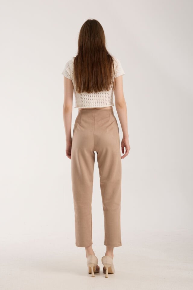 Kadın Pensli Süet Cepli Pantolon WM M - EKRU