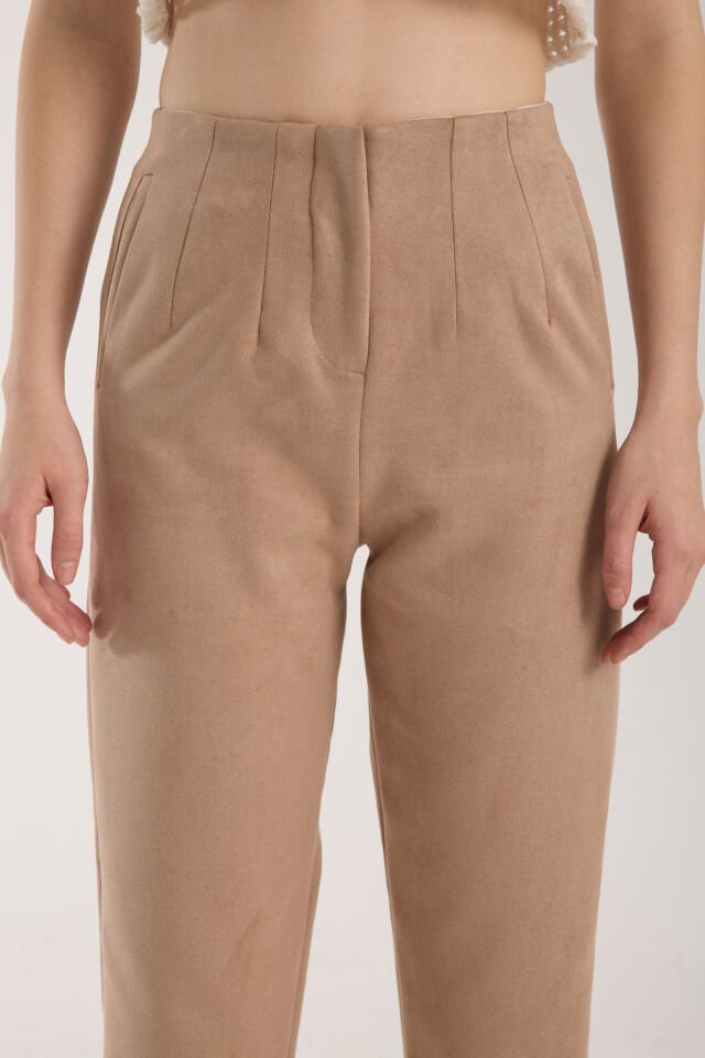 Kadın Pensli Süet Cepli Pantolon WM M - EKRU