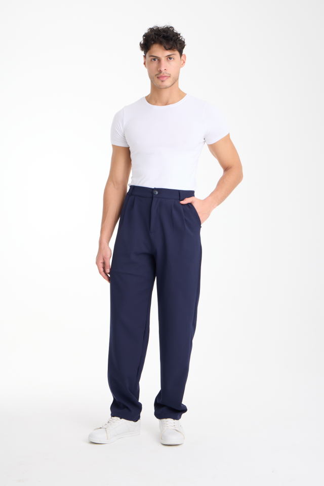 Dökümlü Esnek Baggy Erkek Pantolon 2XL - LACİVERT