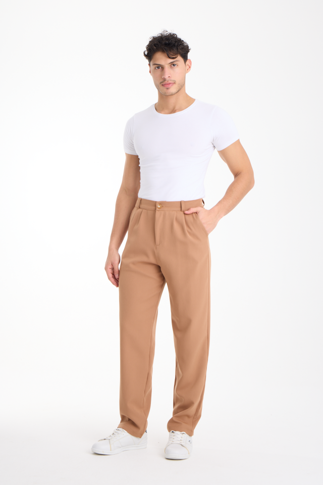 Dökümlü Esnek Baggy Erkek Pantolon 2XL - BEJ