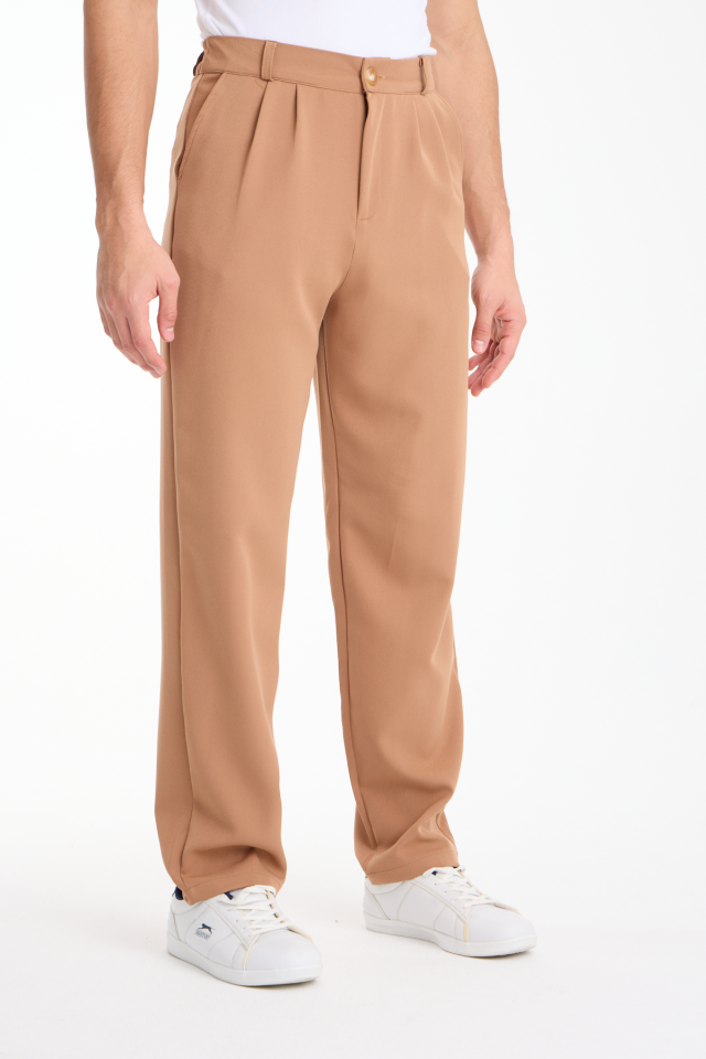 Dökümlü Esnek Baggy Erkek Pantolon 2XL - BEJ