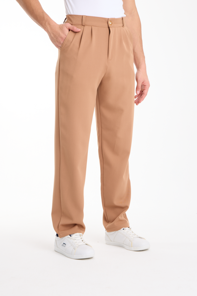 Dökümlü Esnek Baggy Erkek Pantolon 2XL - BEJ