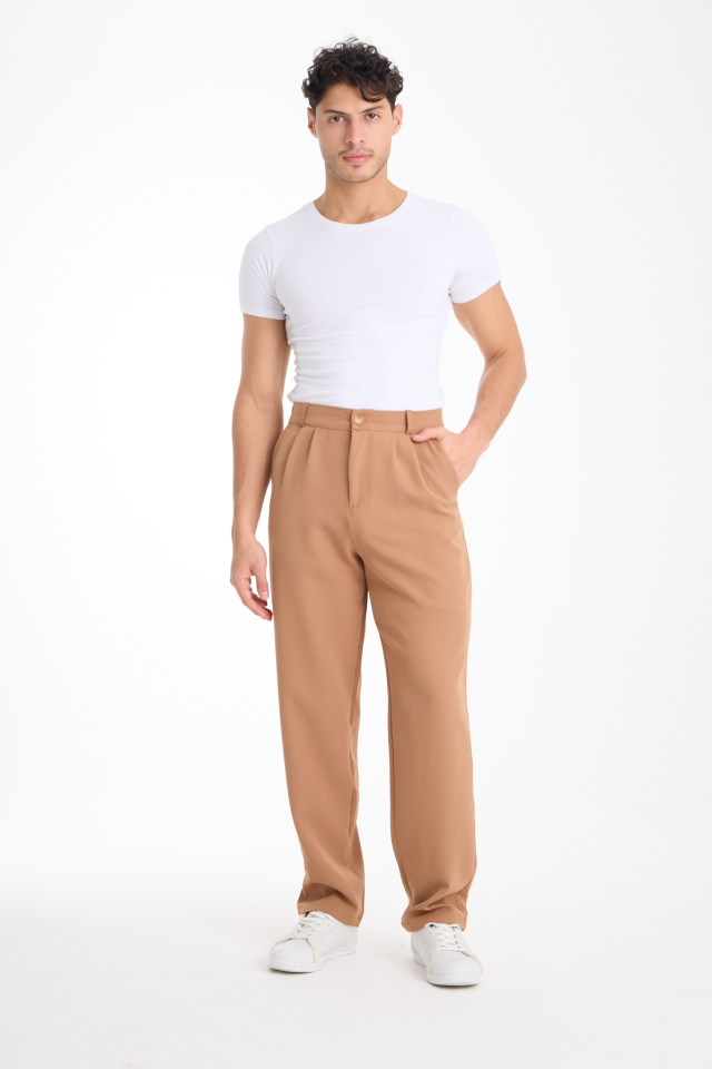 Dökümlü Esnek Baggy Erkek Pantolon 2XL - BEJ