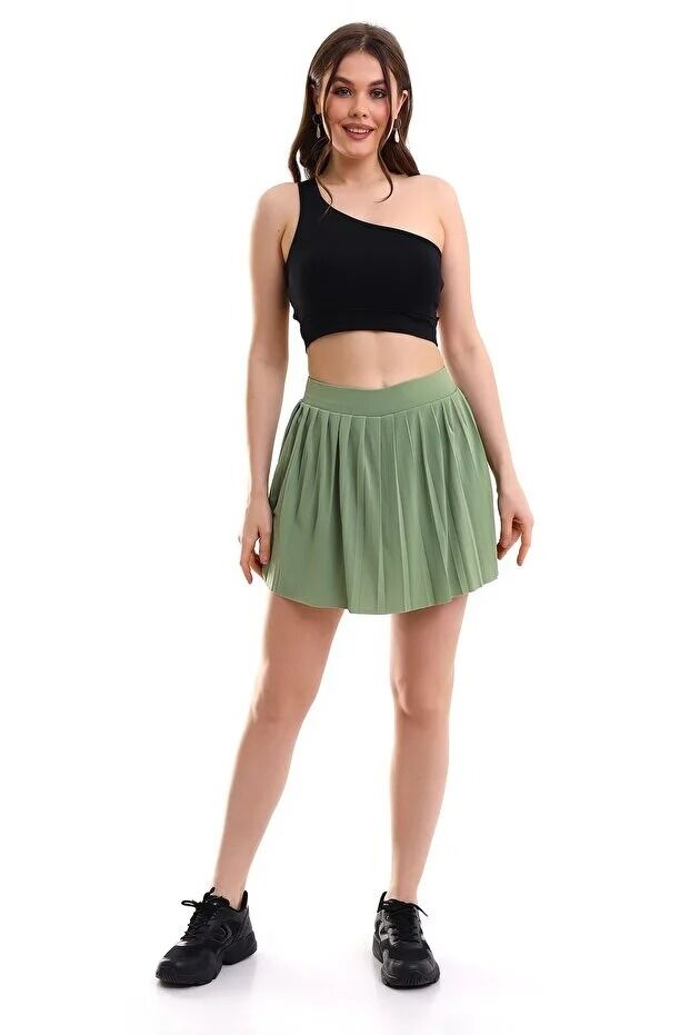 Kadın İçi Taytlı Tenis Eteği M - YEŞİL