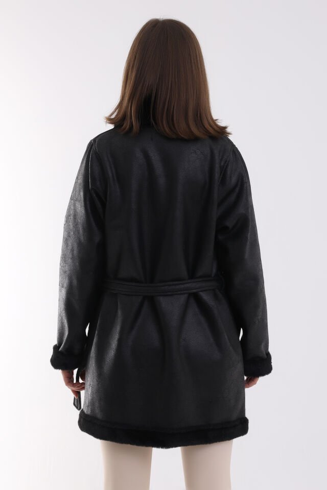 İÇİ KÜRKLÜ KABAN / WOMEN'S FURRY INSIDE COAT XL - SİYAH