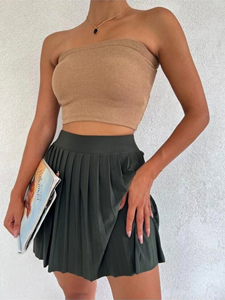 Kadın İçi Taytlı Tenis Eteği XS - HAKİ