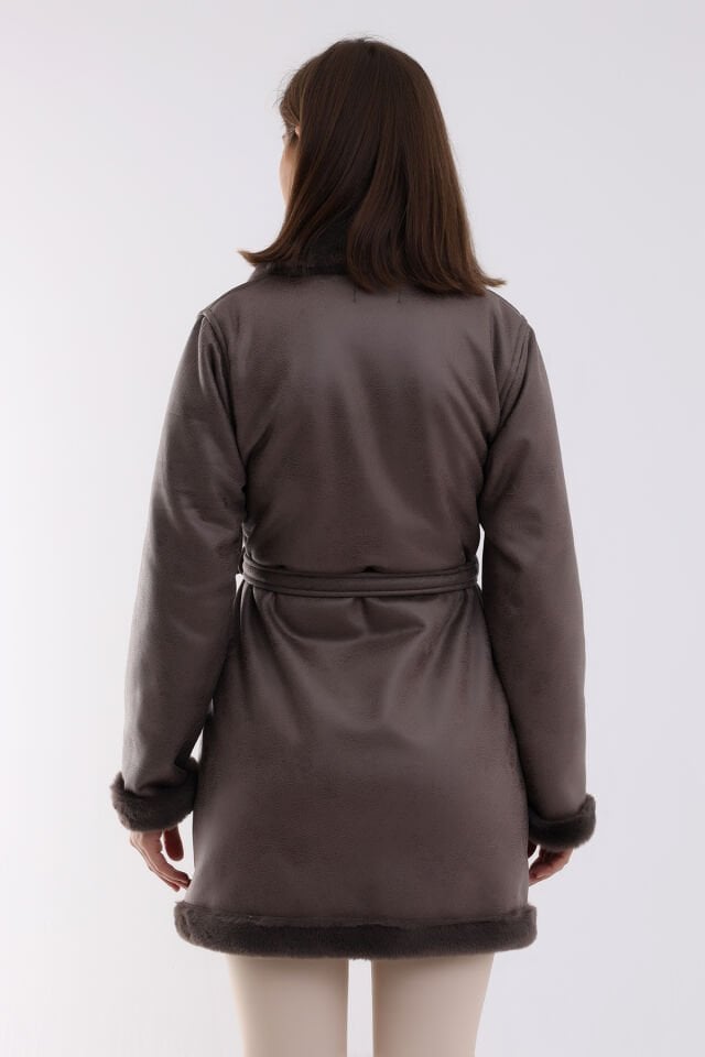 Kadın İçi Kürklü Kaban XL - GRİ