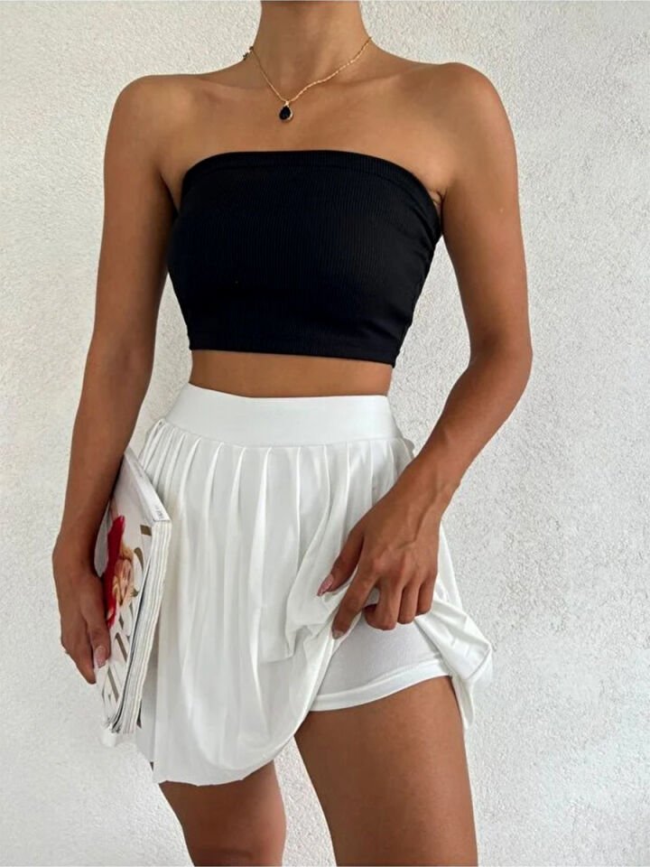 Kadın İçi Taytlı Tenis Eteği M - BEYAZ