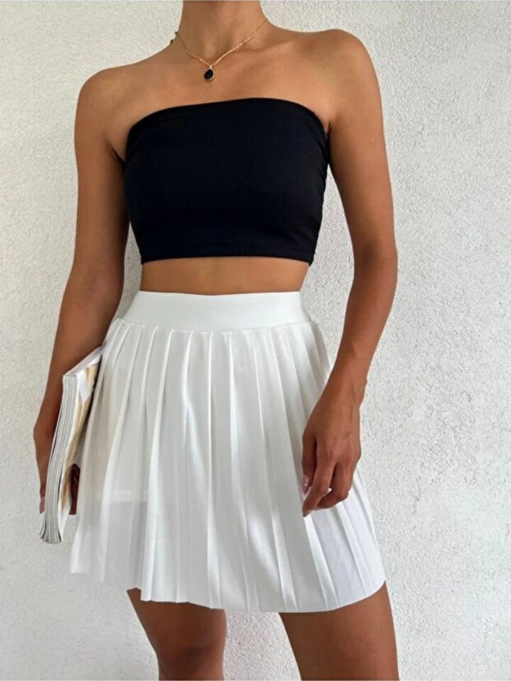 Kadın İçi Taytlı Tenis Eteği M - BEYAZ