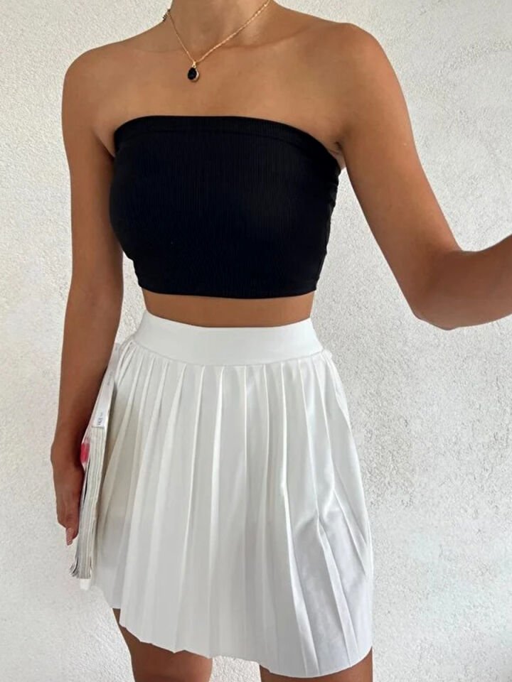 Kadın İçi Taytlı Tenis Eteği M - BEYAZ