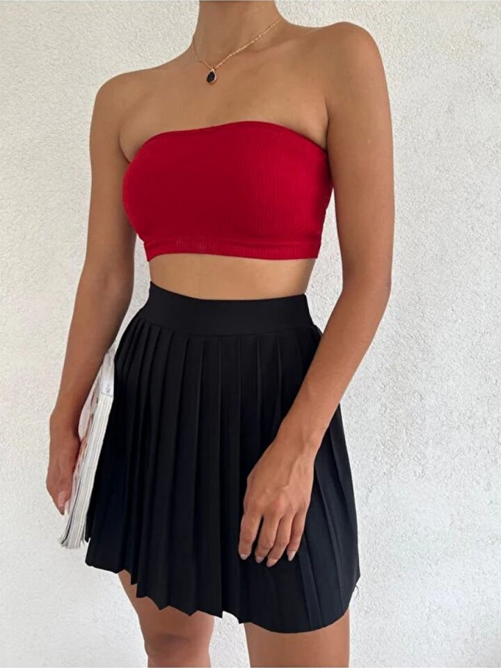 Kadın İçi Taytlı Tenis Eteği M - SİYAH