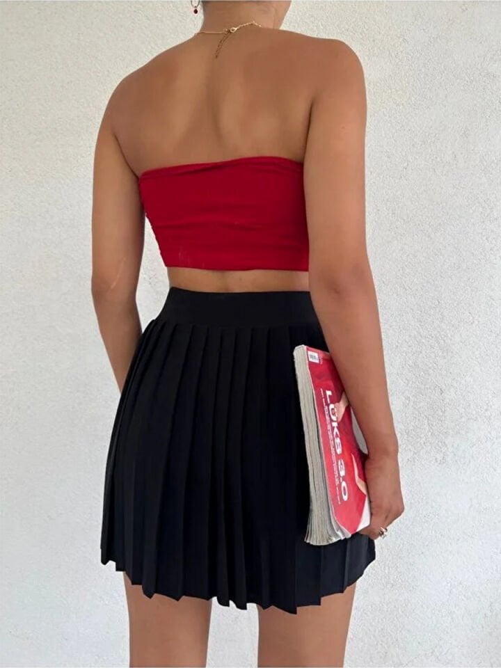 Kadın İçi Taytlı Tenis Eteği M - SİYAH