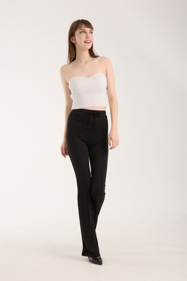 Kadın Önden Dikişli Bel Bağcıklı İspanyol Pantolon 2584