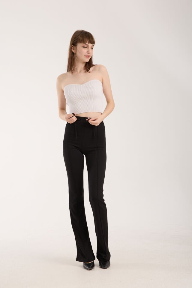 Kadın Önden Dikişli Bel Bağcıklı İspanyol Pantolon 2584 XL