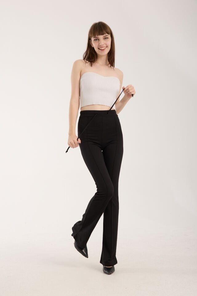 Kadın Önden Dikişli Bel Bağcıklı İspanyol Pantolon 2584 XL