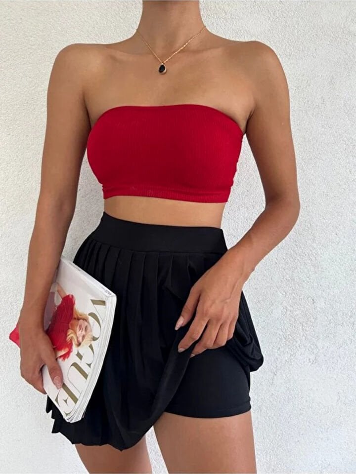 Kadın İçi Taytlı Tenis Eteği L - SİYAH