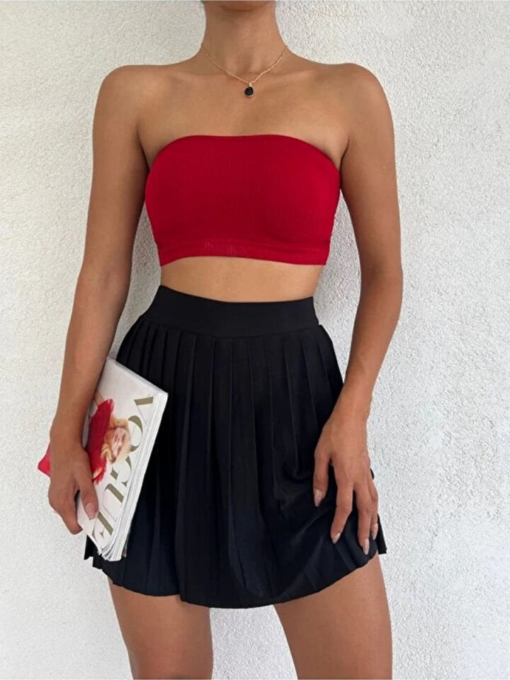 Kadın İçi Taytlı Tenis Eteği L - SİYAH