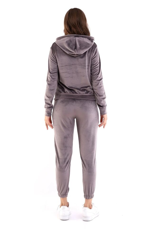 Kadın Yumoş Kadife Eşofman Takımı 6091 L - GRİ