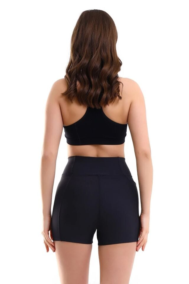 Kadın Sıkıştırıcılı Cepli Korse Kumaş Taytlı Şort XL - ANTRESİT GRİ