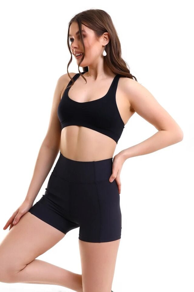 Kadın Sıkıştırıcılı Cepli Korse Kumaş Taytlı Şort XL - ANTRESİT GRİ