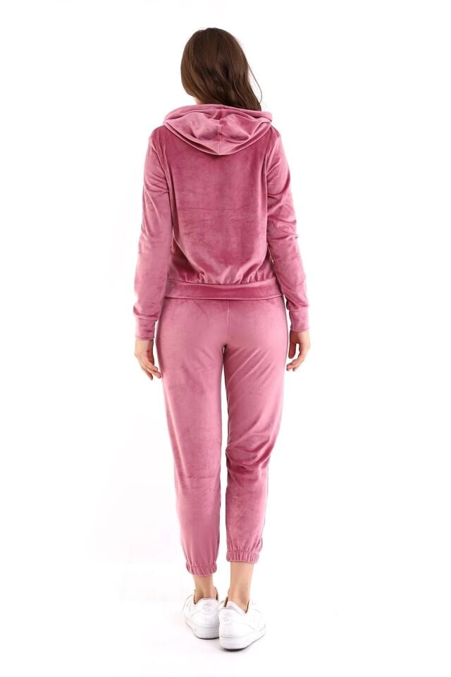 Kadın Yumoş Kadife Eşofman Takımı 6091 L - PEMBE