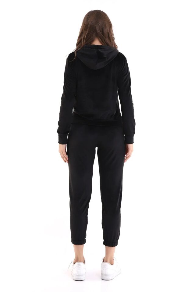 Kadın Yumoş Kadife Eşofman Takımı 6091 S - SİYAH