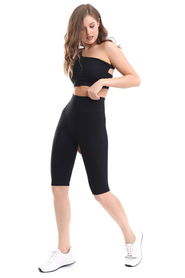 Kadın Diz Boyu Deniz ve Havuz Taytlı Şort L - SİYAH