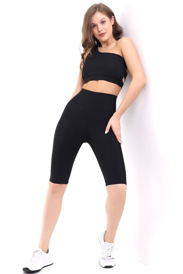 Kadın Diz Boyu Deniz ve Havuz Taytlı Şort L - SİYAH