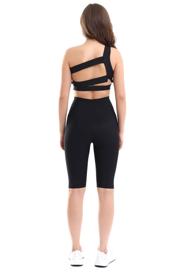 Kadın Diz Boyu Deniz ve Havuz Taytlı Şort L - SİYAH