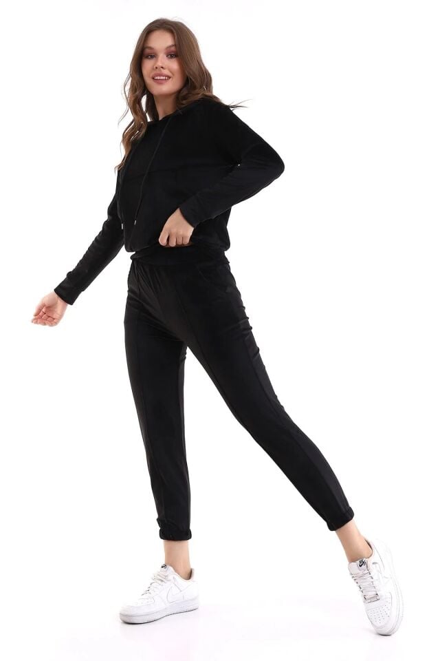 Kadın Yumoş Kadife Eşofman Takımı XL - SİYAH