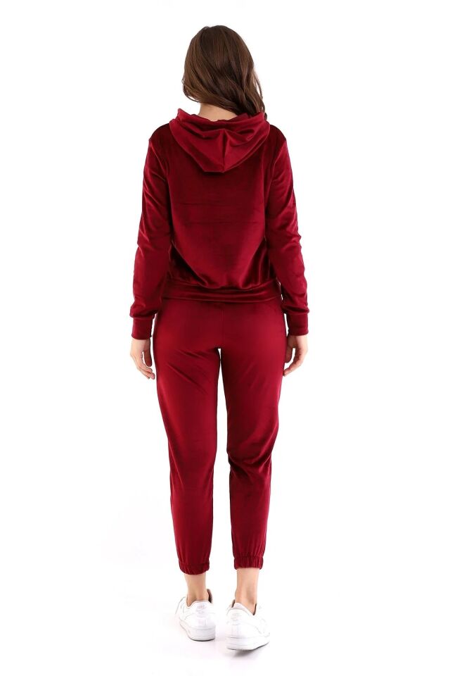 Kadın Yumoş Kadife Eşofman Takımı 6091 S - BORDO