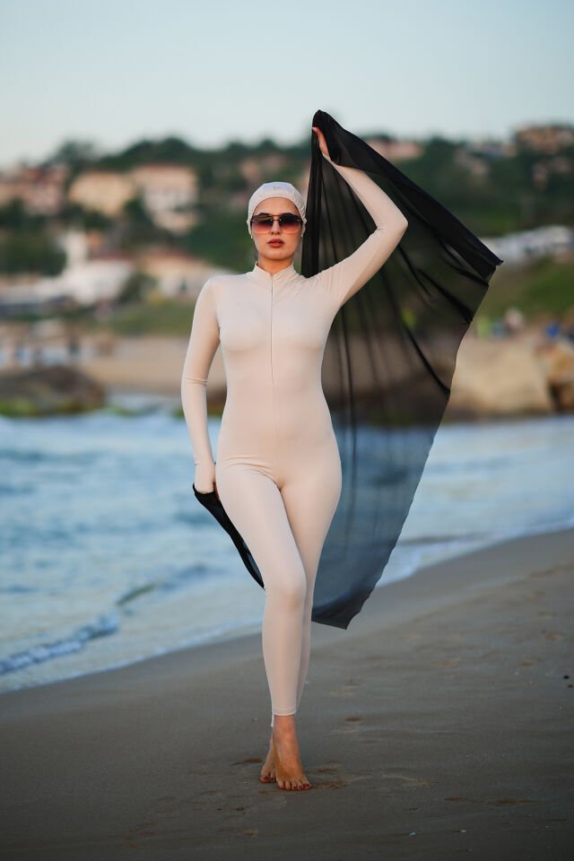 Kadın Uzun Mayo Tulum BONELİ - WM S - BEJ