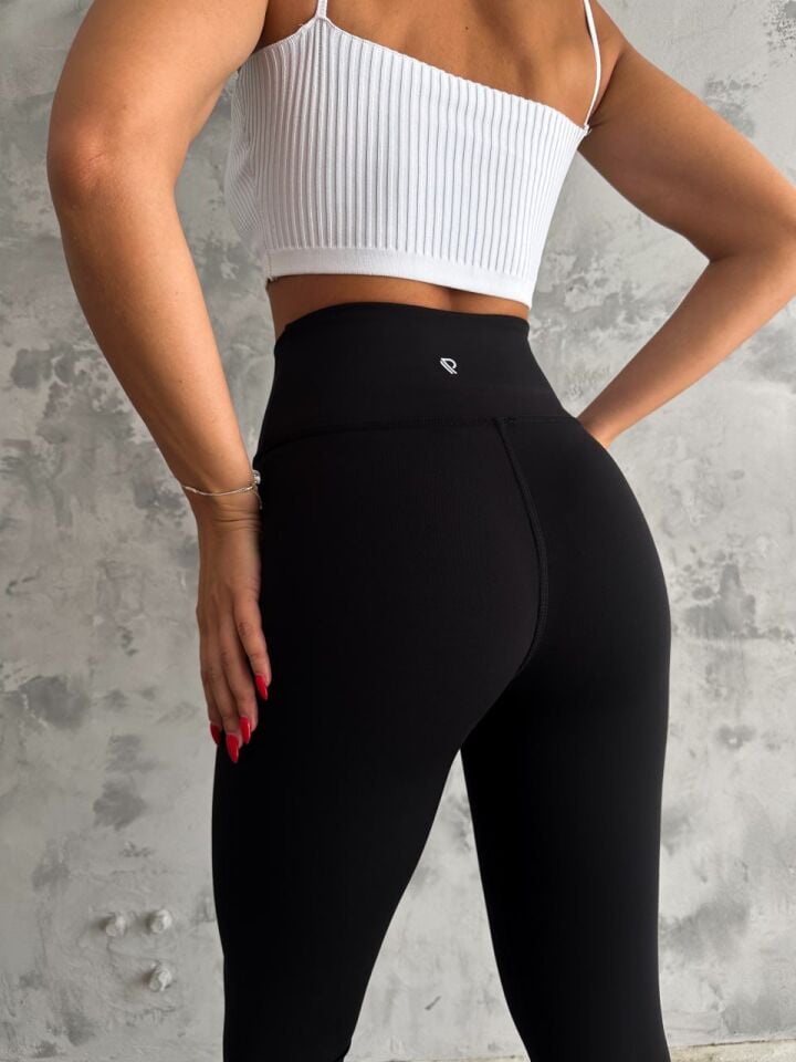 Kadın Siyah Renk Dokulu Yüksek Bel Toparlayıcılı Tayt 2297 XL