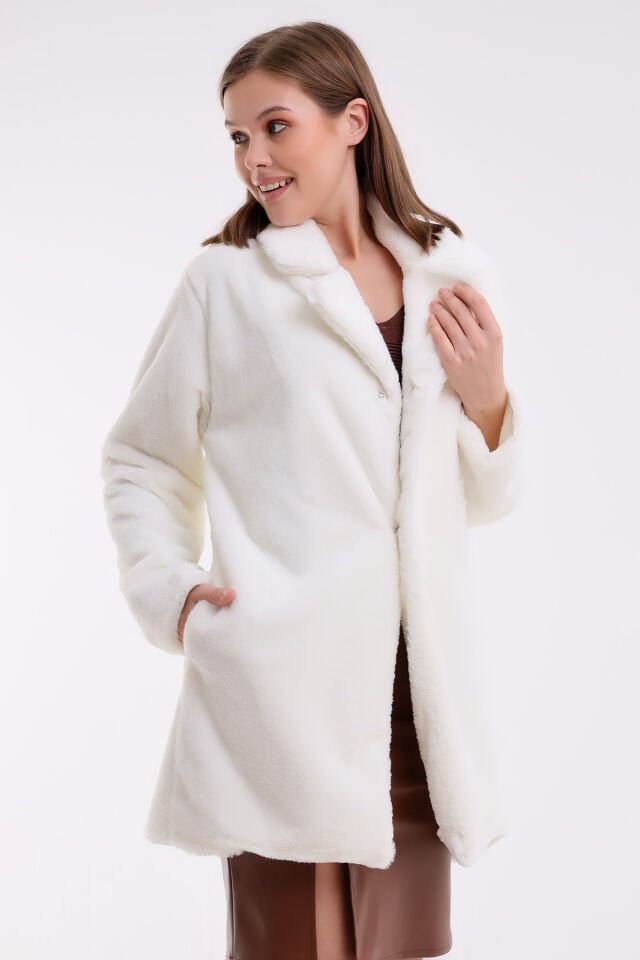 PELUŞ CEKET KABAN İÇ ASTARLI XL - BEYAZ