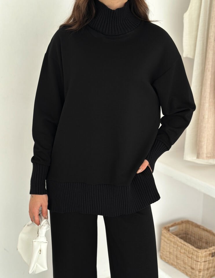 Kadın Tiko Detaylı Boğazlı Modal  Alt Üst Takım 2587 XL