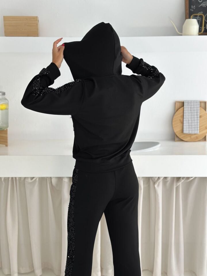 YAN PALETLİ MODAL TAKIM / PAYETLİ TAKIM / KADIN EŞOFMAN TAKIMI GÜNLÜK XL